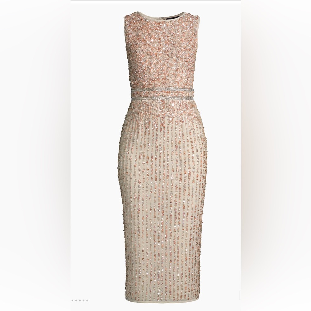 Mac Duggal Sequin Embellished Dress - Pink and Cream